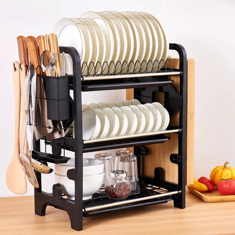 2 Layers Stainless Steel Dish Storage Rack Kitchen Storage Holder Dish Bowl Drain Rack by eprolo