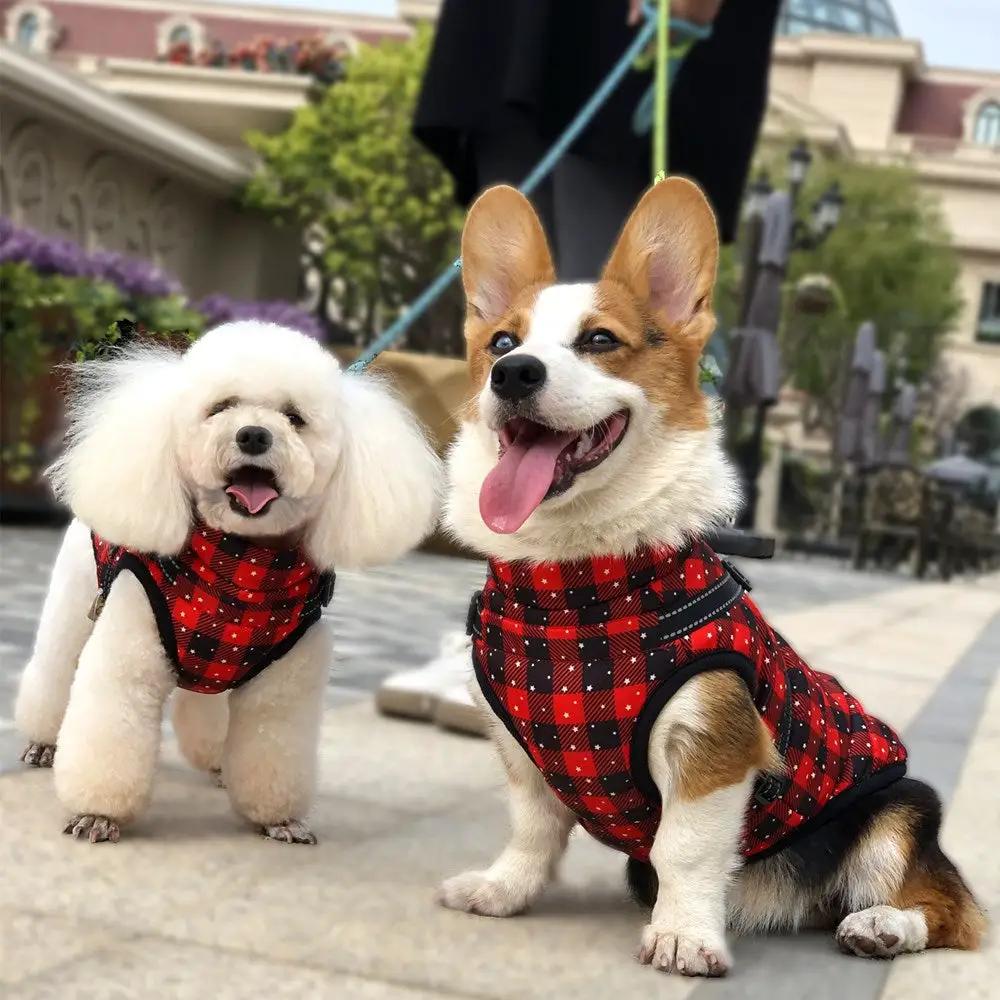 Autumn And Winter Pet Clothes Red Christmas Dog Cotton Clothes Reflective Warmth Small And Medium-Sized Dog Coat Clothing by eprolo