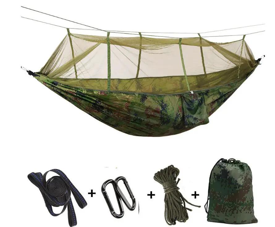 1 2 Person Outdoor Mosquito Net Parachute Hammock Camping Hanging Sleeping Bed Swing Portable Double Chair Hamac Army Green by eprolo