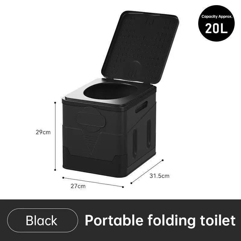 Portable folding camping toilet: adult/child use, self-contained, with lid and seat. by eprolo