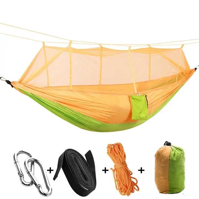 1 2 Person Outdoor Mosquito Net Parachute Hammock Camping Hanging Sleeping Bed Swing Portable Double Chair Hamac Army Green by eprolo