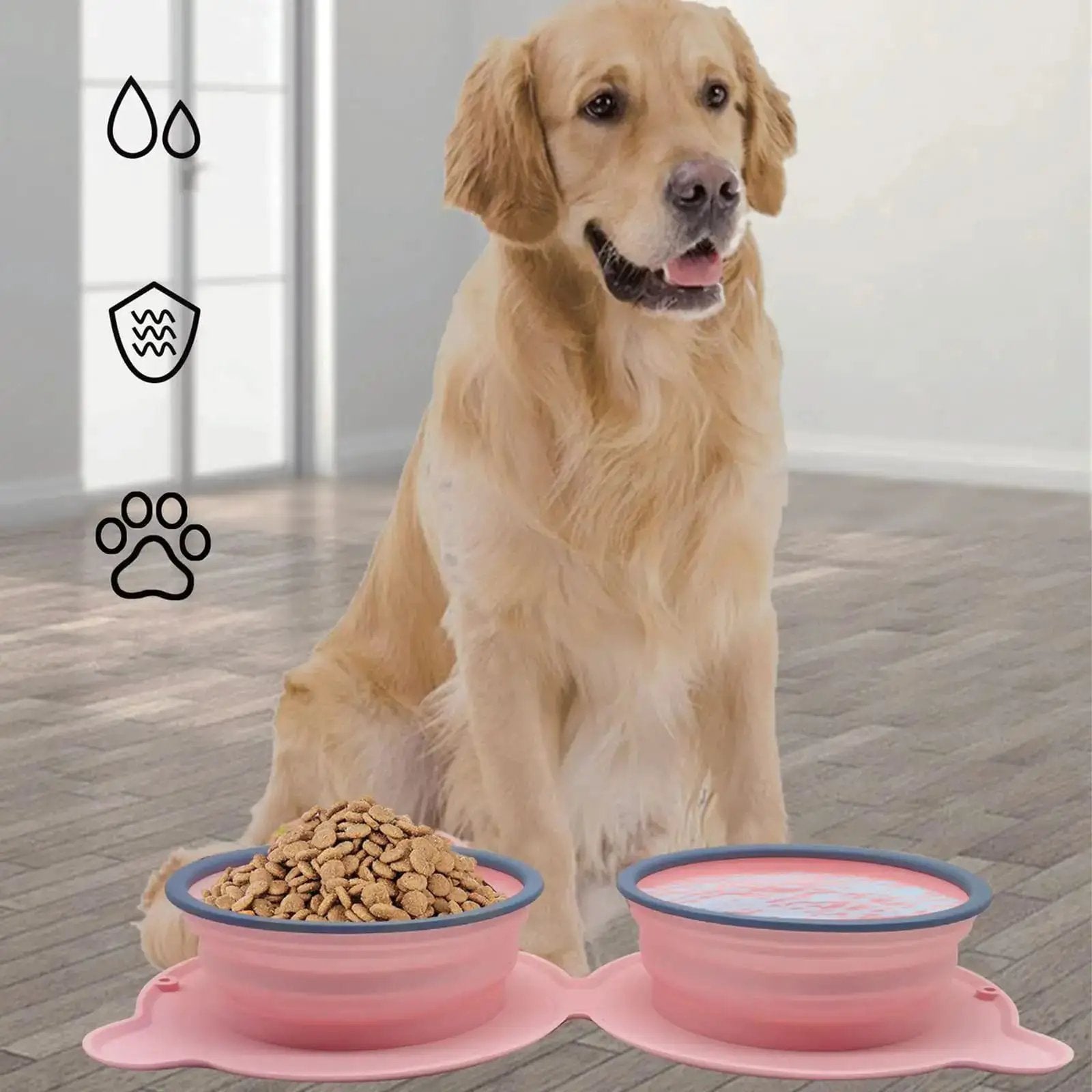 TrailPaw Collapsible Double Dog Travel Bowl & Mat by eprolo