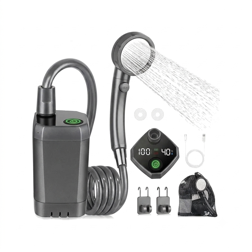 TrailPaw Portable Camp Shower — Digital Display & Adjustable Flow