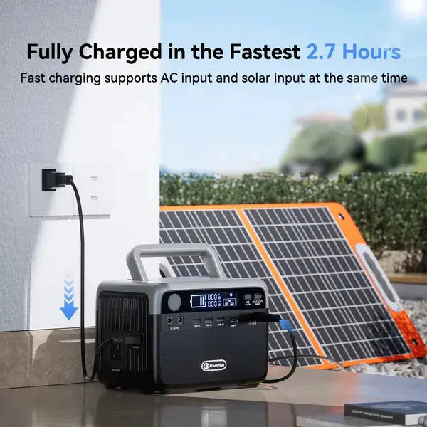 Flashfish 300W Power Station + 60W Solar Panel 230.4Wh LiFePO4 (Peak 600W) Solar Generator AC Outlets Portable Power Station,Power Bank, Battery Backup For Hurricane Emergency/Outdoor Camping by S.H.WS Essentials