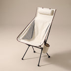 TrailPaw folding camping chair with headrest, White, studio product photo