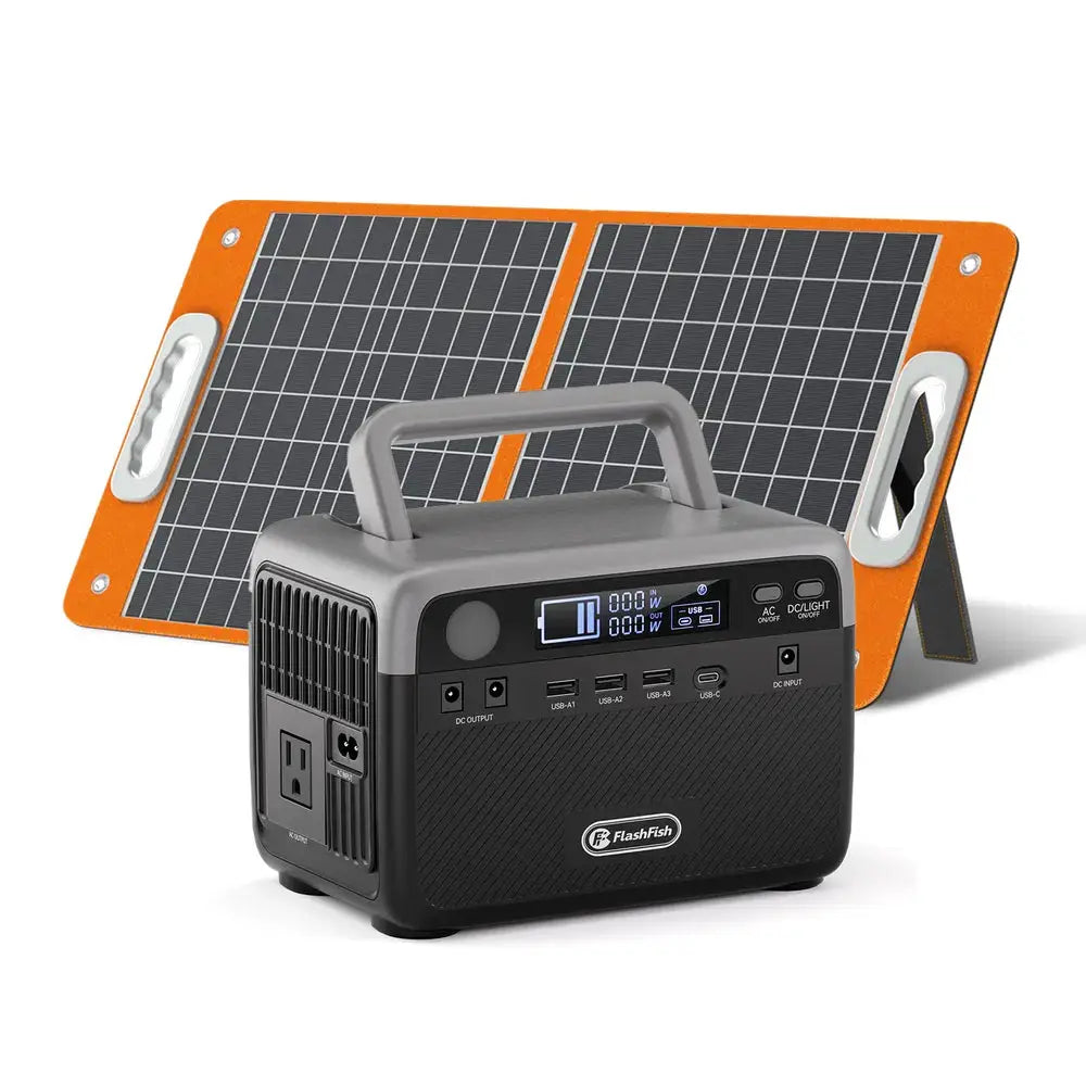 Flashfish 300W Power Station + 60W Solar Panel 230.4Wh LiFePO4 (Peak 600W) Solar Generator AC Outlets Portable Power Station,Power Bank, Battery Backup For Hurricane Emergency/Outdoor Camping by S.H.WS Essentials