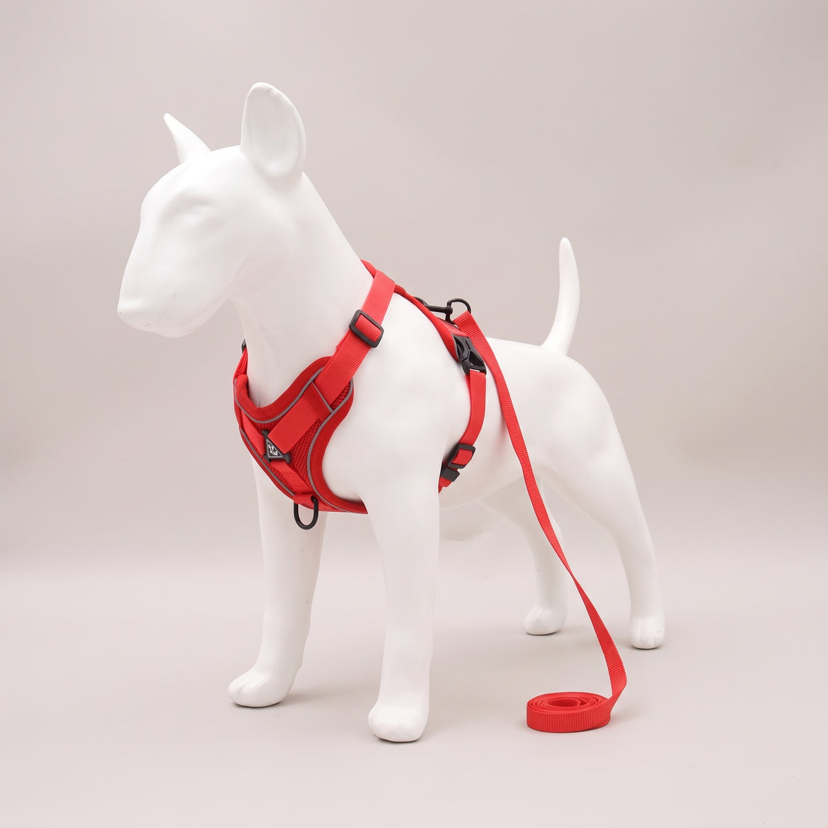 TrailPaw Reflective Mesh Dog Harness & Leash Set - Red