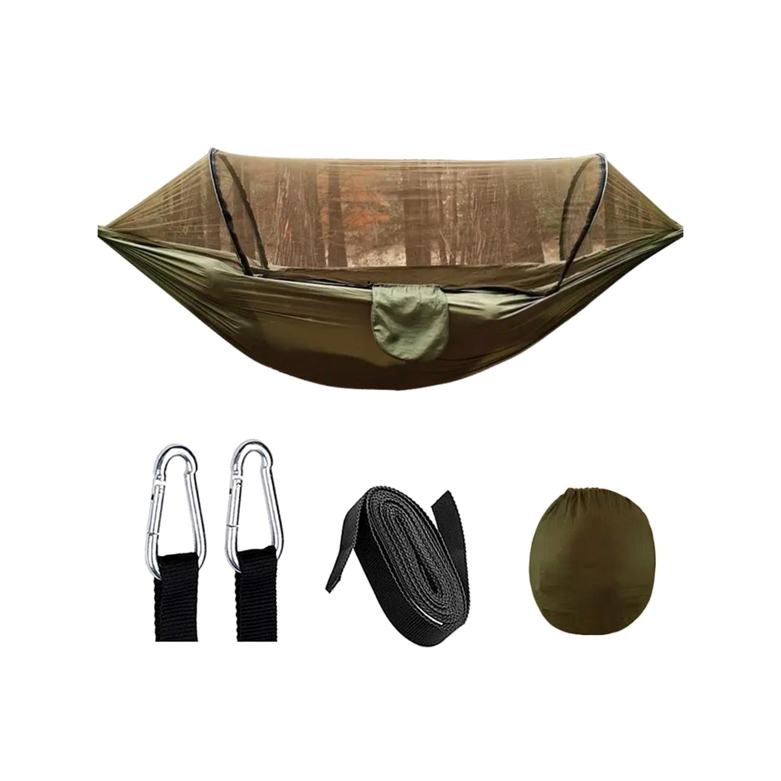 TrailPaw Trek Hammock — Auto-Opening Mosquito Net with Poles