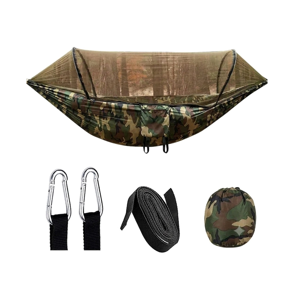 TrailPaw Trek Hammock — Auto-Opening Mosquito Net with Poles