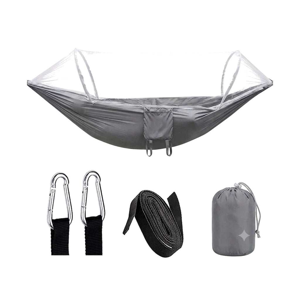 TrailPaw Trek Hammock — Auto-Opening Mosquito Net with Poles