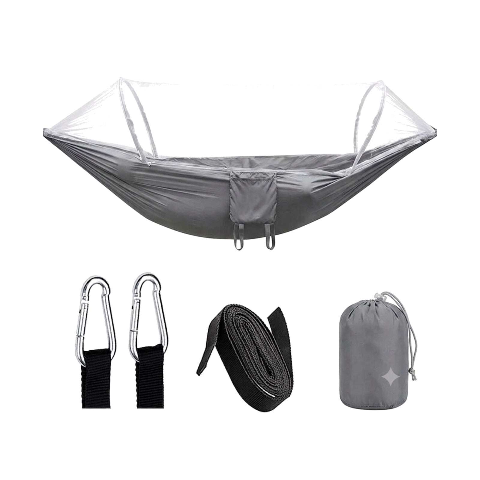 TrailPaw Trek Hammock — Auto-Opening Mosquito Net with Poles
