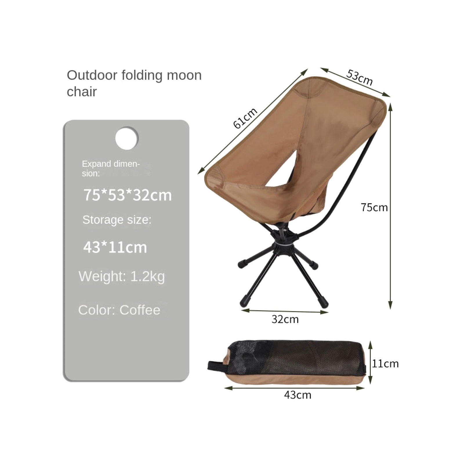 TrailPaw Lightweight Folding Moon Chair