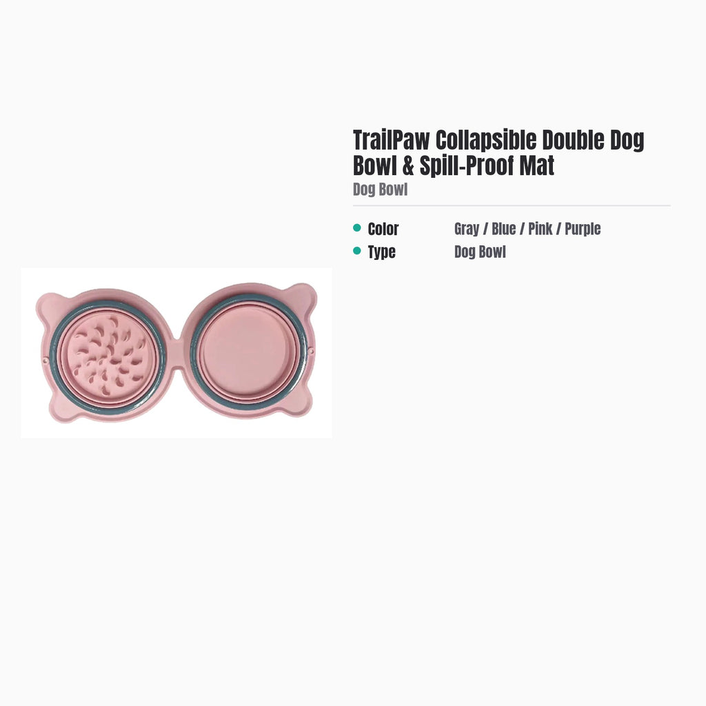TrailPaw Collapsible Double Dog Bowl & Spill-Proof Mat — specs