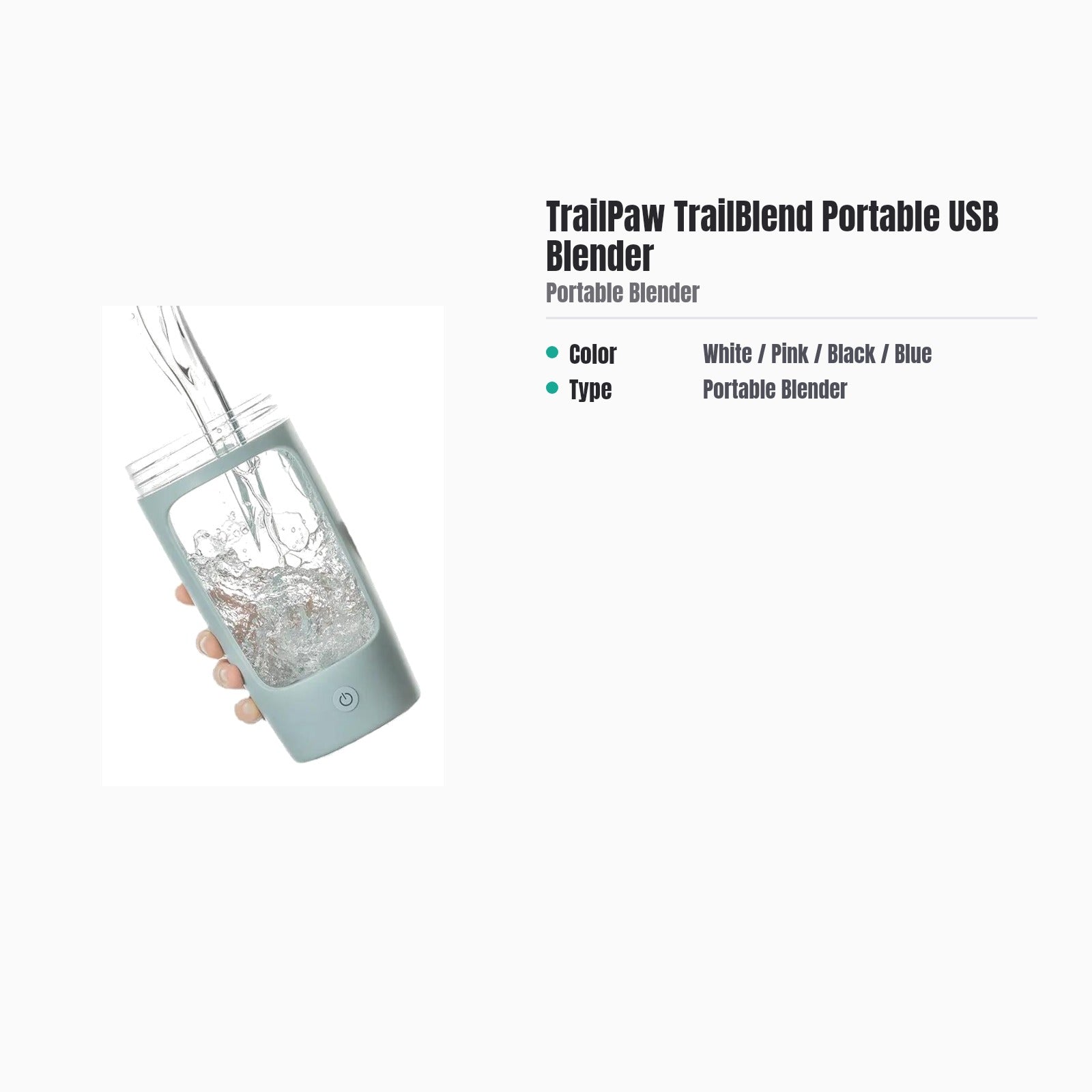 TrailPaw TrailBlend Portable USB Blender — specs