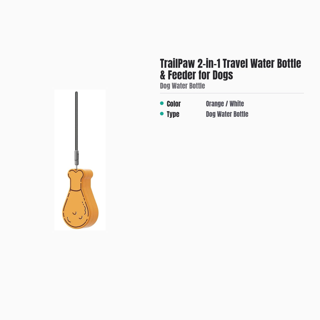 TrailPaw 2-in-1 Travel Water Bottle & Feeder for Dogs — specs