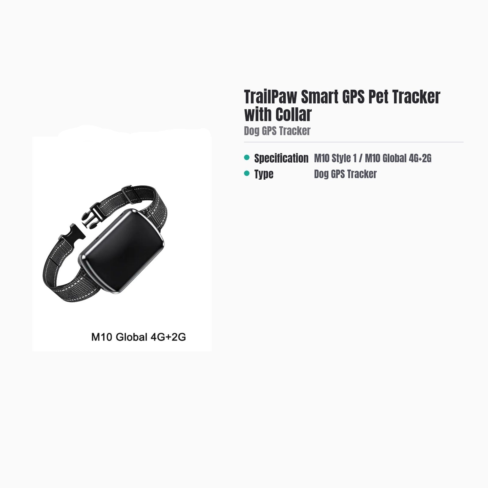 TrailPaw Smart GPS Pet Tracker with Collar — specs