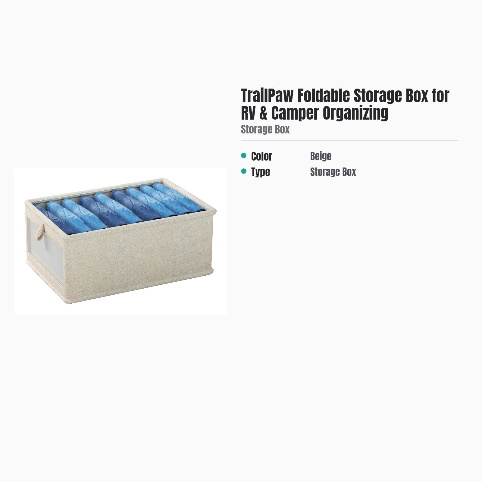 TrailPaw Foldable Storage Box for RV & Camper Organizing — specs