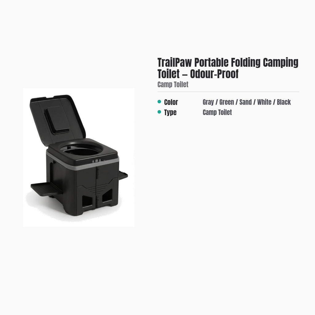 TrailPaw Portable Folding Camping Toilet — Odour-Proof — specs