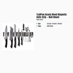 TrailPaw Acacia Wood Magnetic Knife Strip — Wall Mount — specs