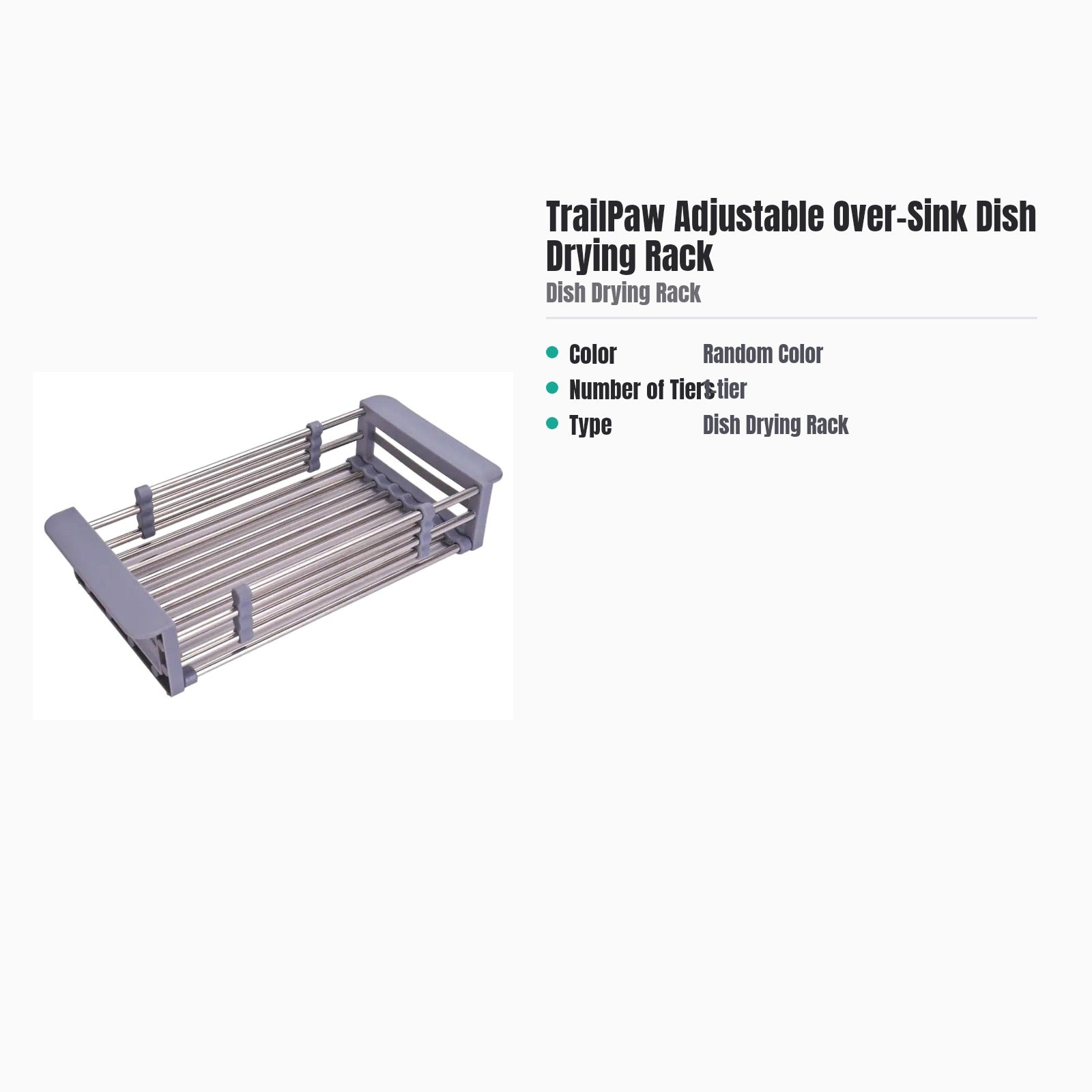TrailPaw Adjustable Over-Sink Dish Drying Rack — specs