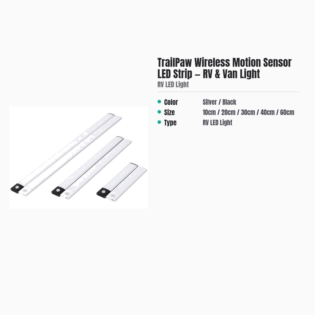 TrailPaw Wireless Motion Sensor LED Strip — RV & Van Light — specs