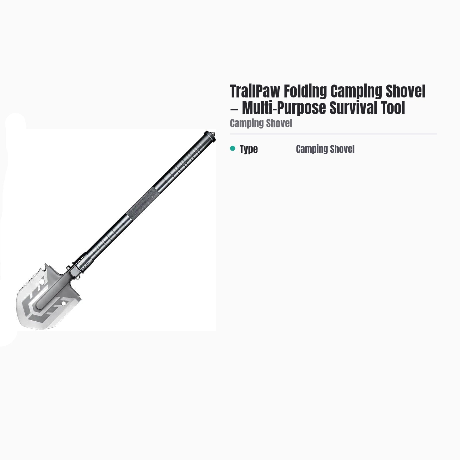 TrailPaw Folding Camping Shovel — Multi-Purpose Survival Tool — specs