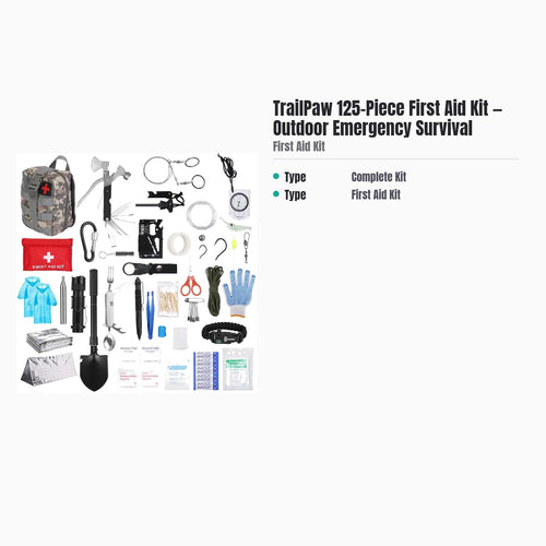 TrailPaw 125-Piece First Aid Kit — Outdoor Emergency Survival — specs
