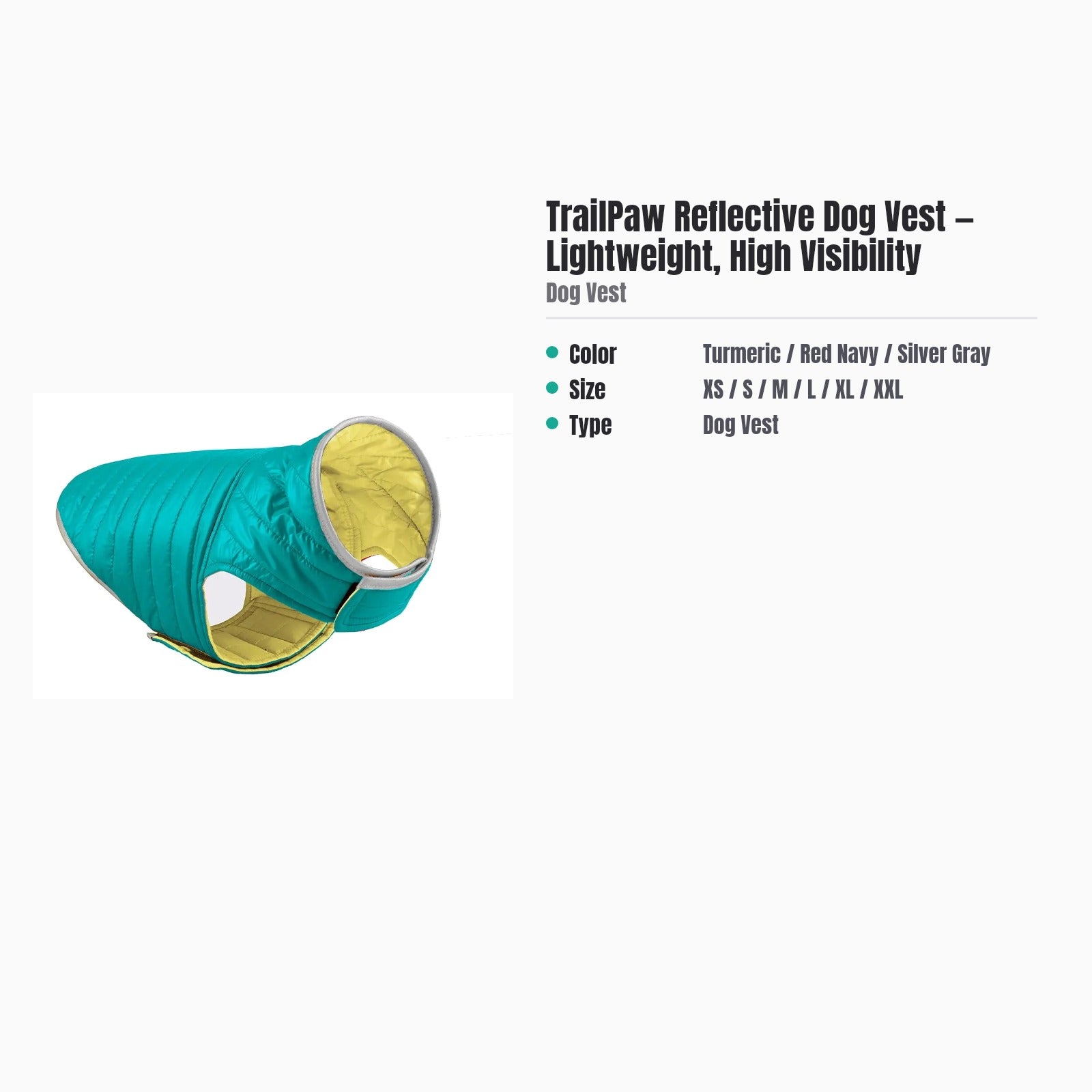TrailPaw Reflective Dog Vest — Lightweight, High Visibility — specs