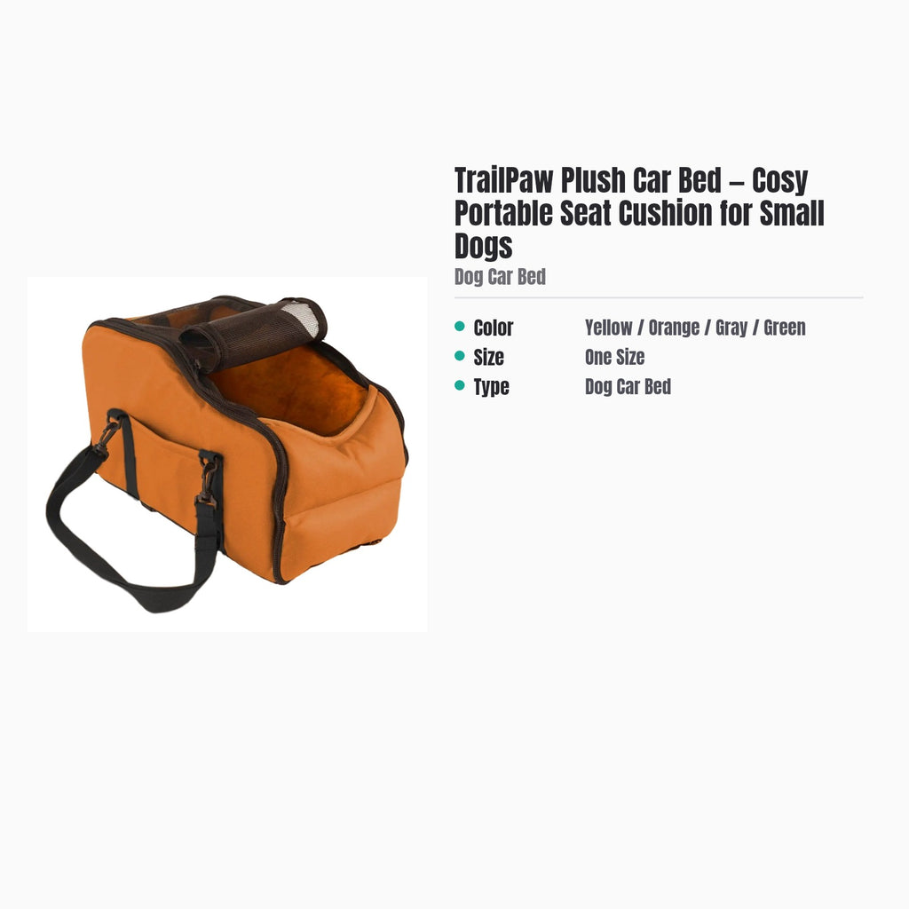 TrailPaw Plush Car Bed — Cosy Portable Seat Cushion for Small Dogs — specs