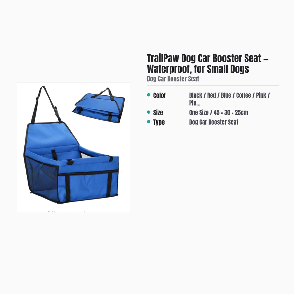TrailPaw Dog Car Booster Seat — Waterproof, for Small Dogs — specs