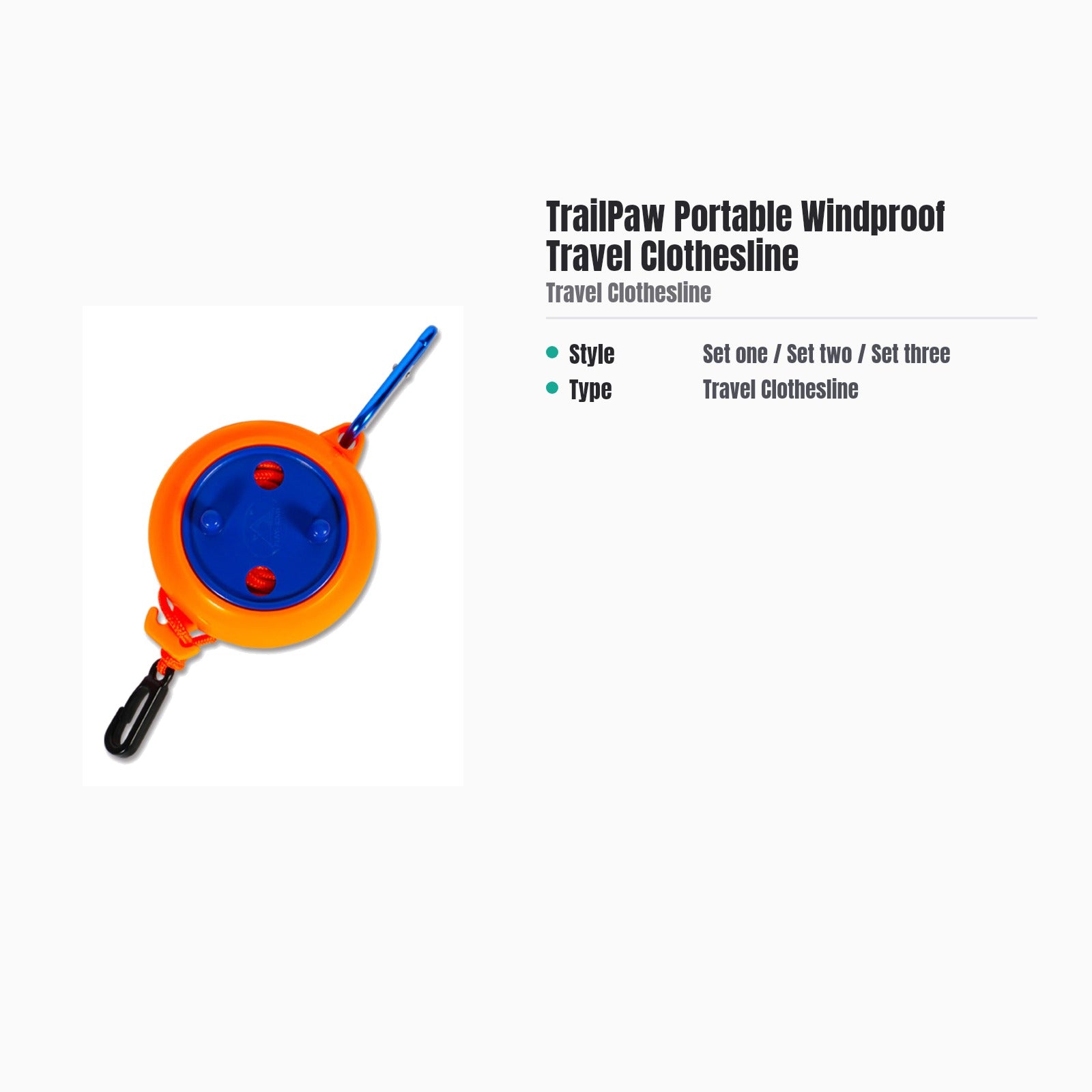 TrailPaw Portable Windproof Travel Clothesline
