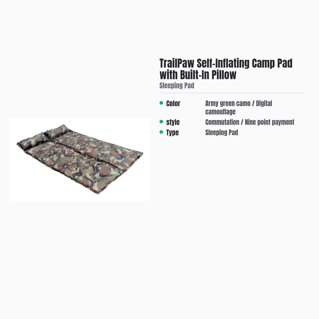 TrailPaw Self-Inflating Camp Pad with Built-In Pillow