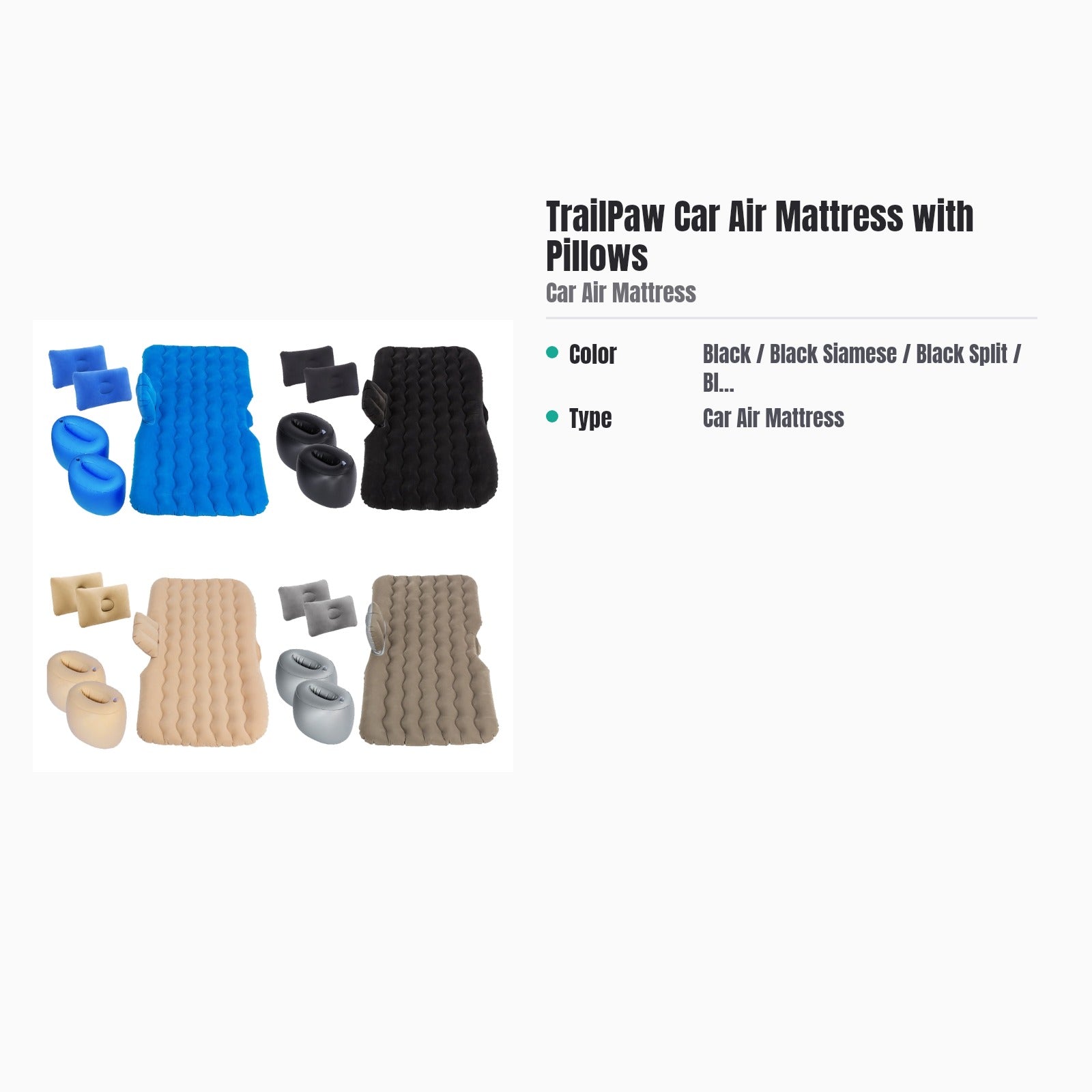TrailPaw Car Air Mattress with Pillows