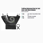 TrailPaw Waterproof Dog Car Seat Cover with Mesh Window — specs