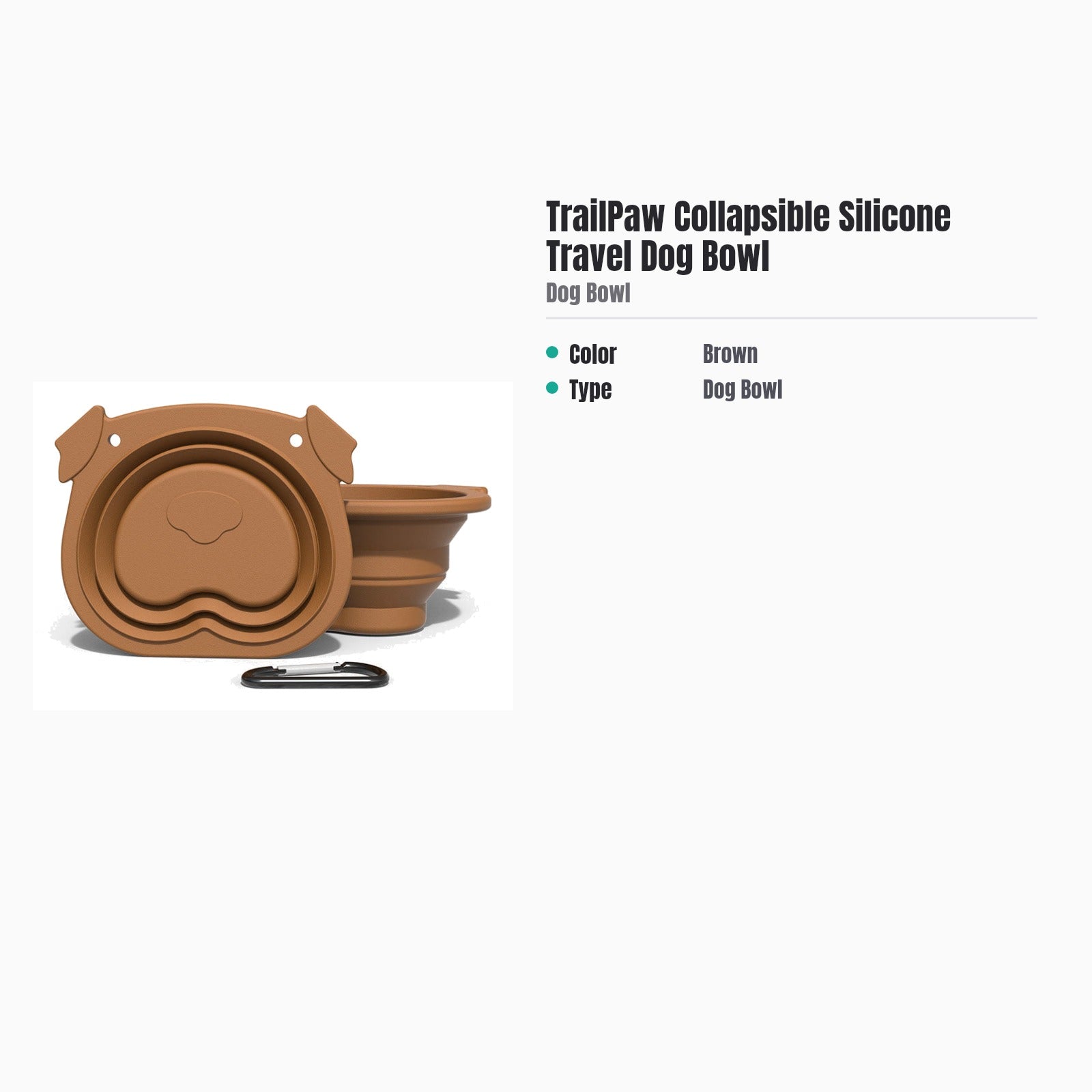 TrailPaw Collapsible Silicone Travel Dog Bowl — specs