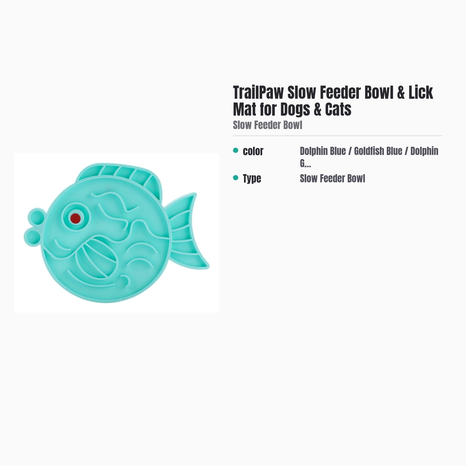 TrailPaw Slow Feeder Bowl & Lick Mat for Dogs & Cats — specs