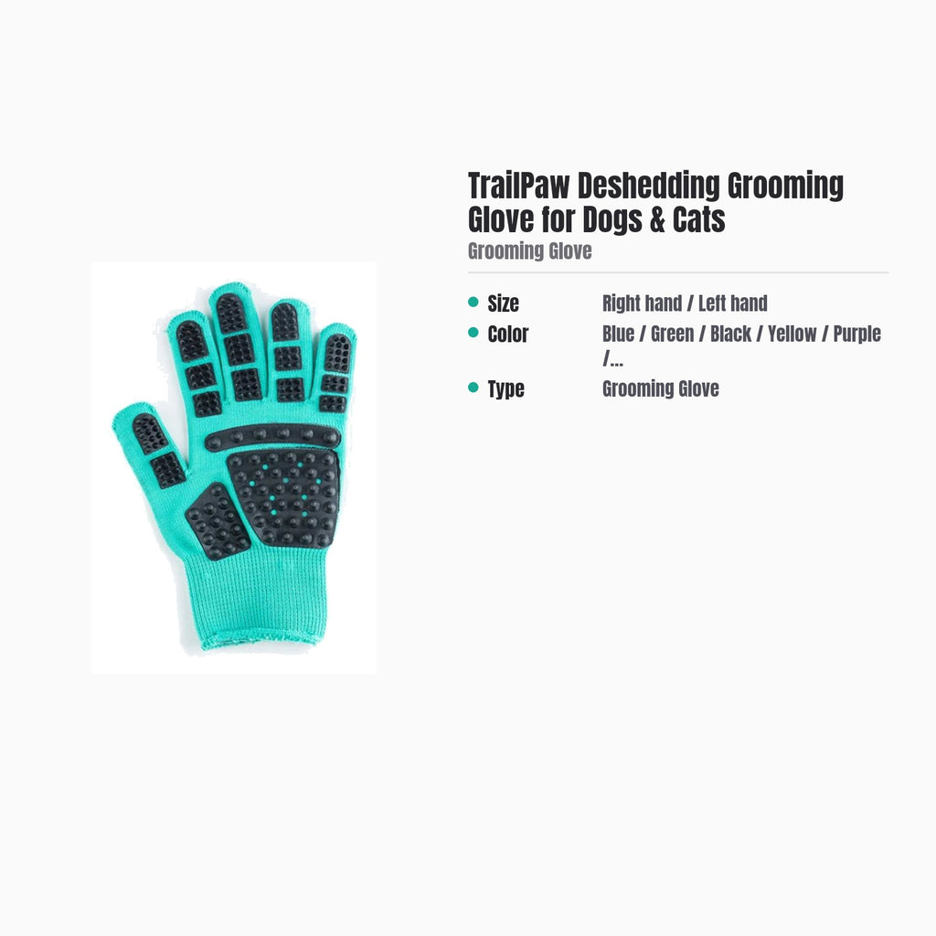 TrailPaw Deshedding Grooming Glove for Dogs & Cats — specs