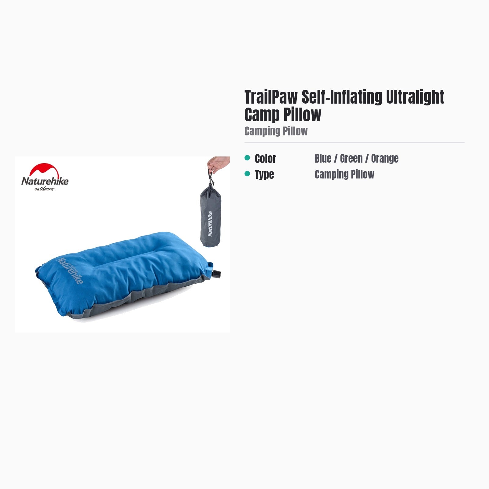 TrailPaw Self-Inflating Ultralight Camp Pillow — specs