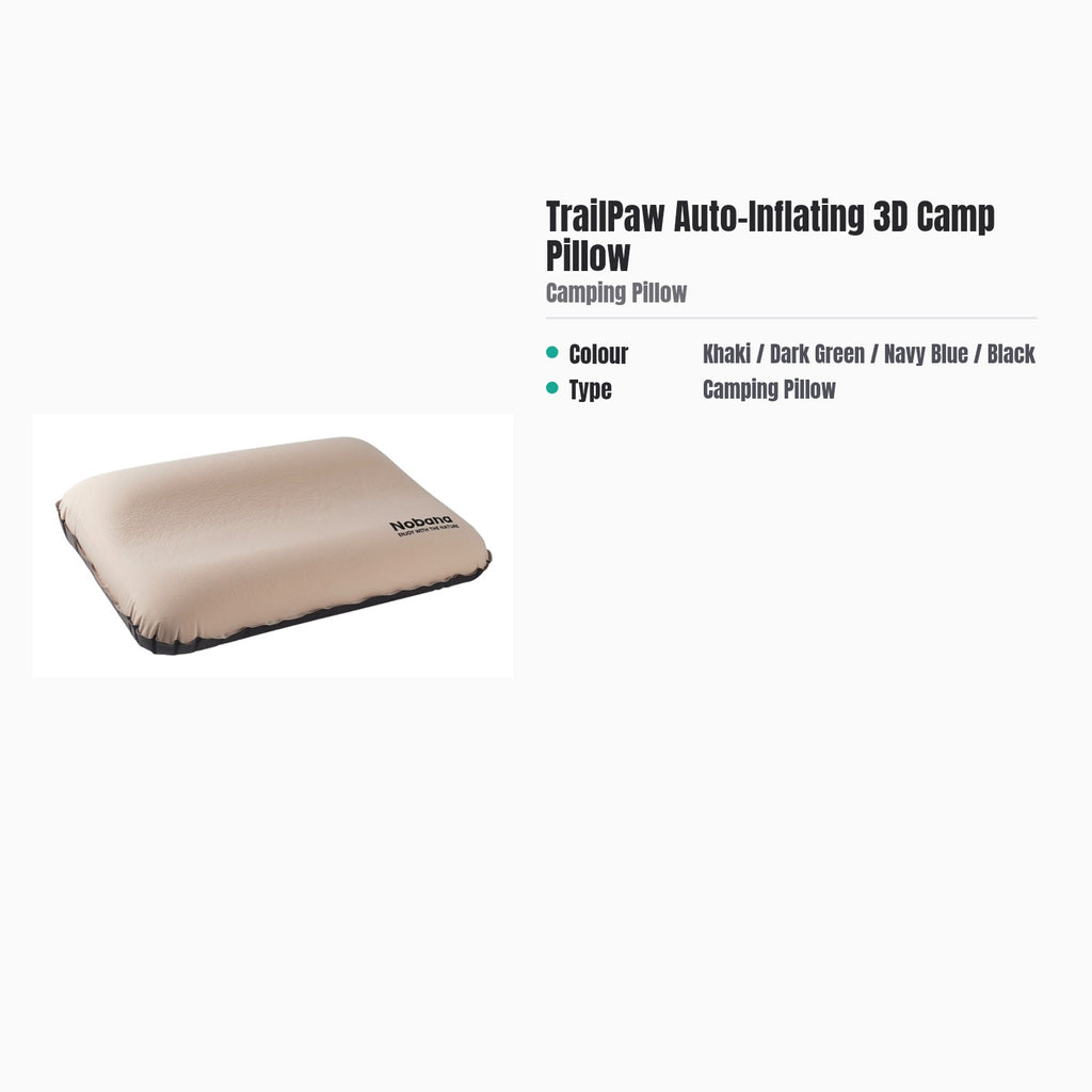 TrailPaw Auto-Inflating 3D Camp Pillow — specs