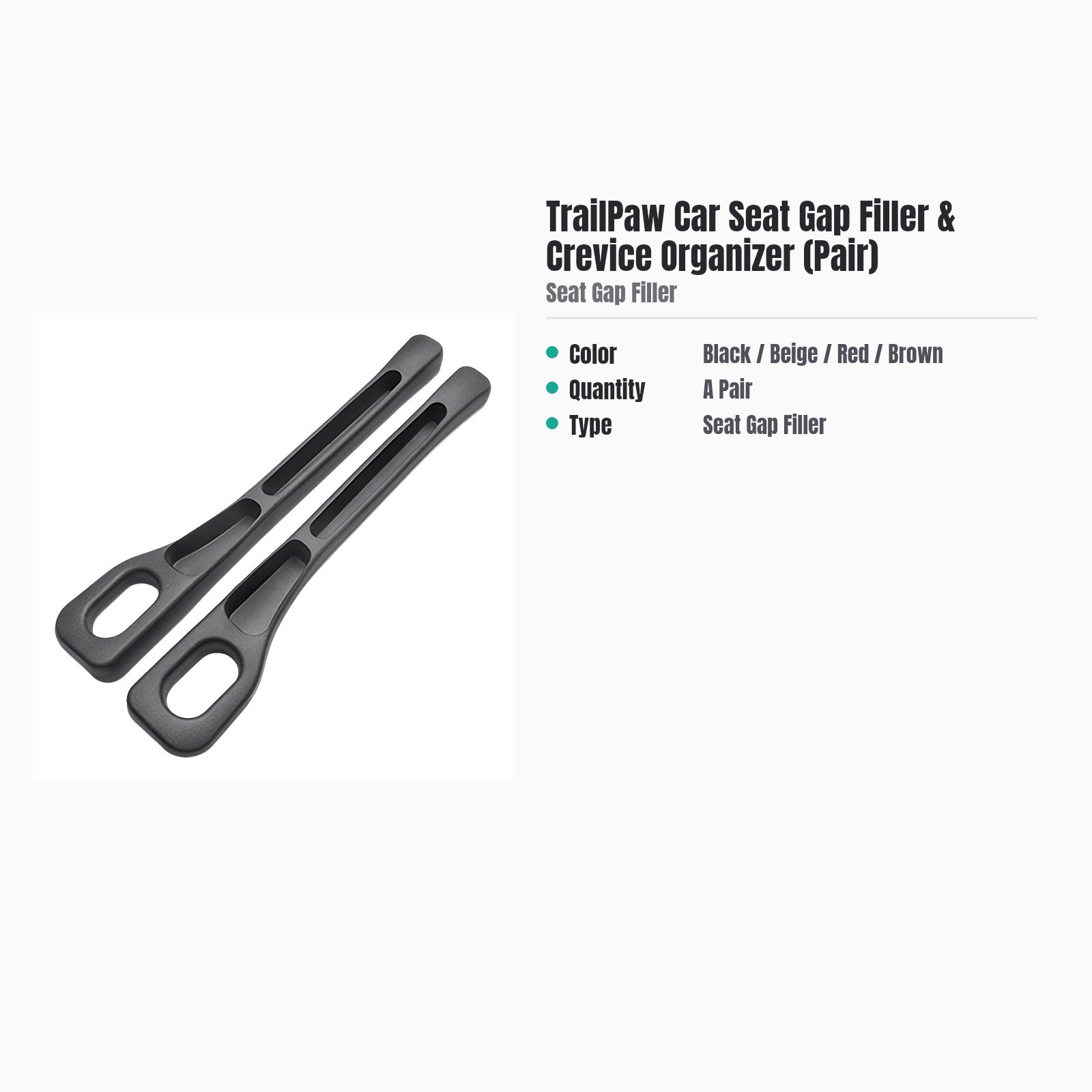 TrailPaw Car Seat Gap Filler & Crevice Organizer (Pair) — specs