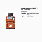TrailPaw Seat Back Organizer & Fold-Down Tray