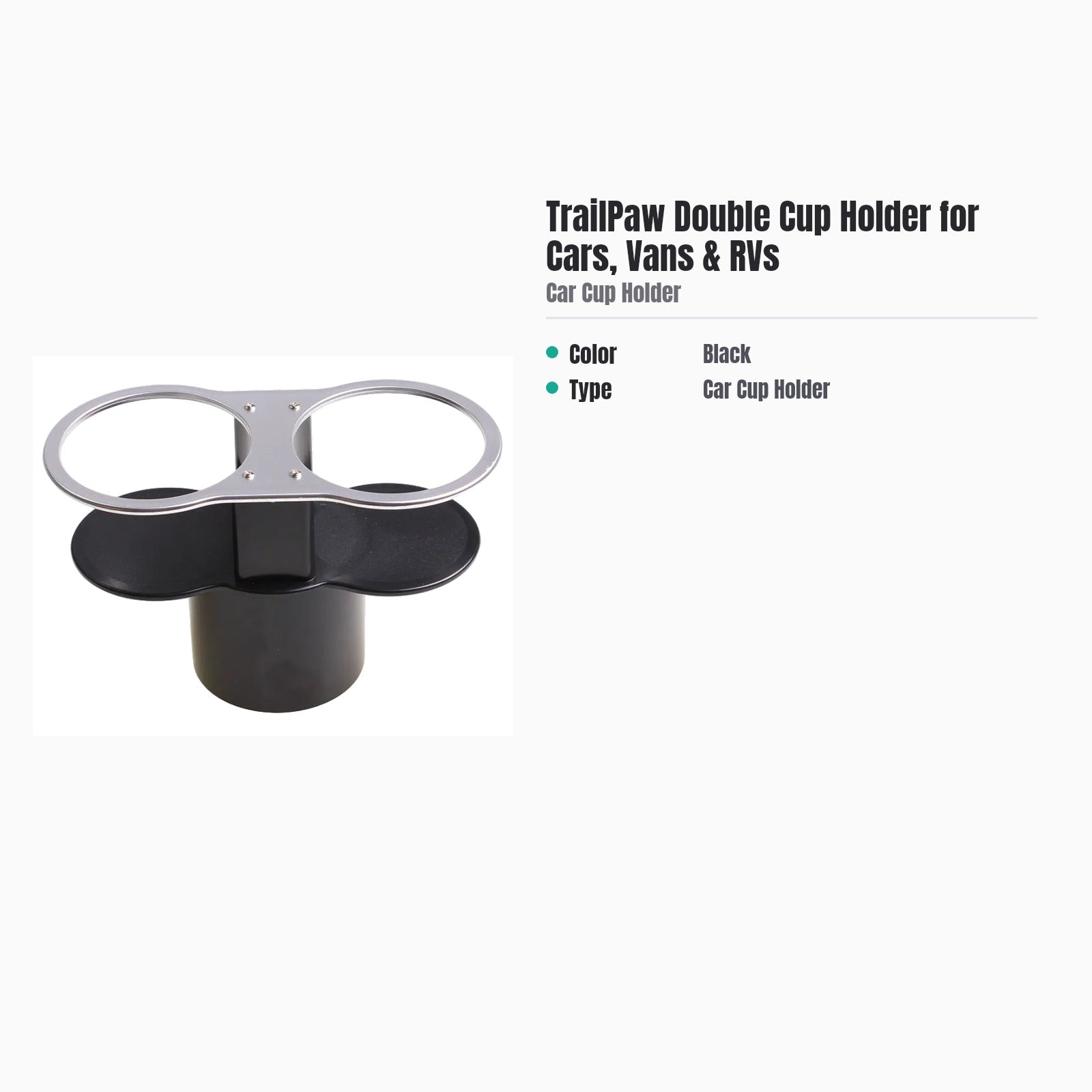 TrailPaw Double Cup Holder for Cars & RVs