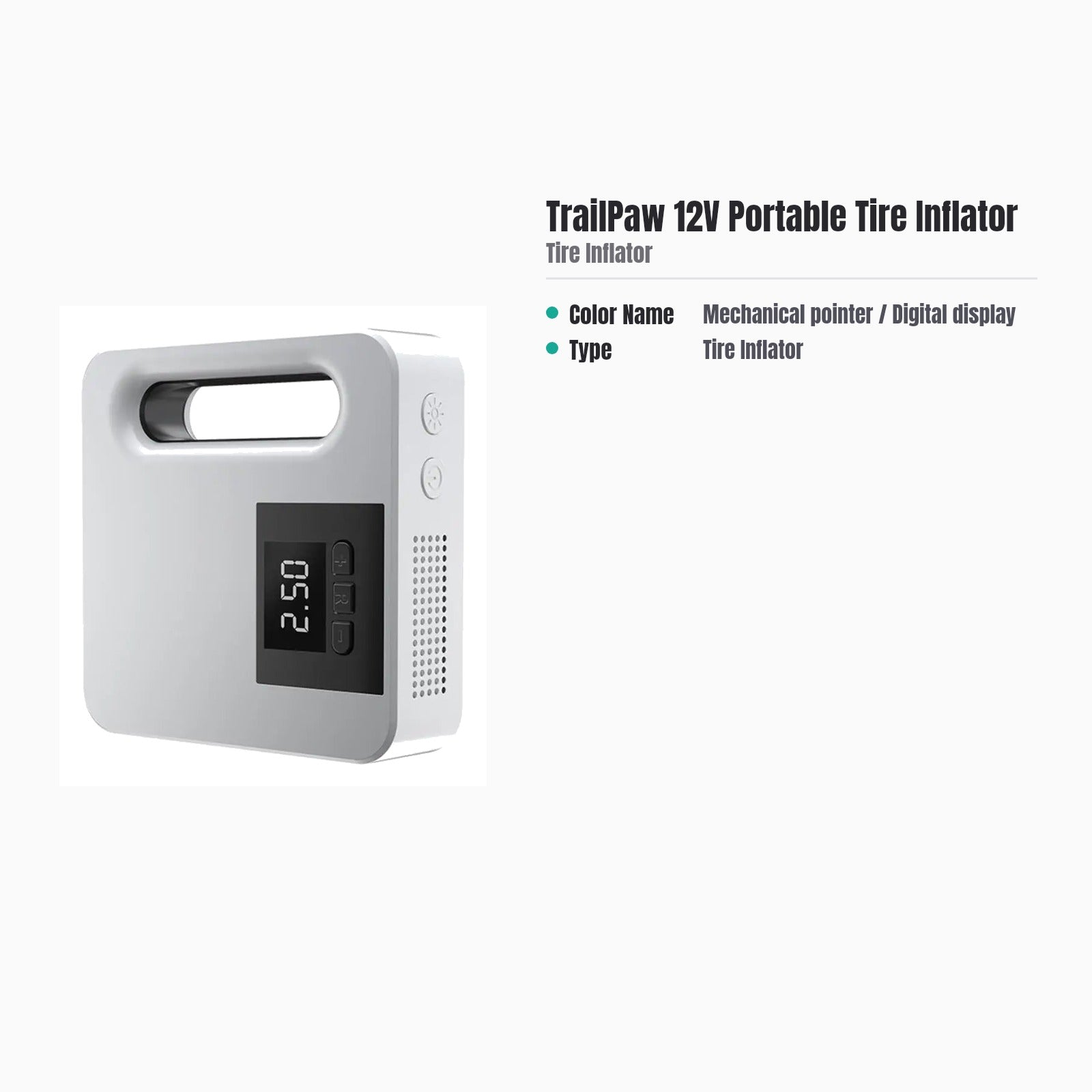 TrailPaw 12V Portable Tire Inflator with Digital Gauge