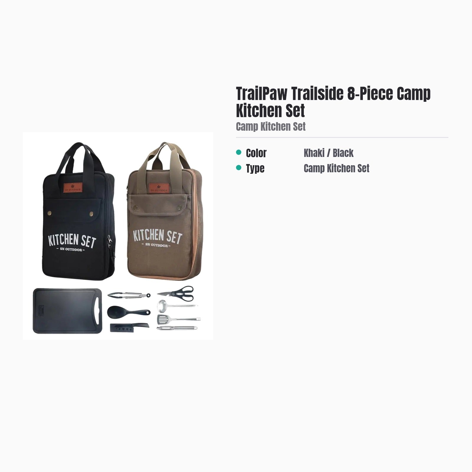 TrailPaw 8-Piece Camp Kitchen Cookware & Utensil Set