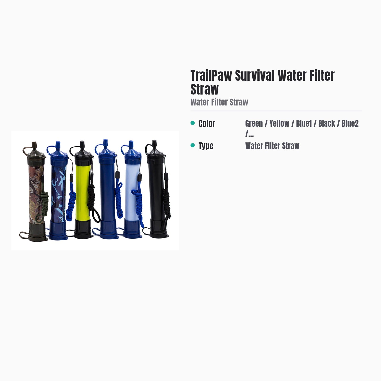 TrailPaw Personal Water Filter Straw