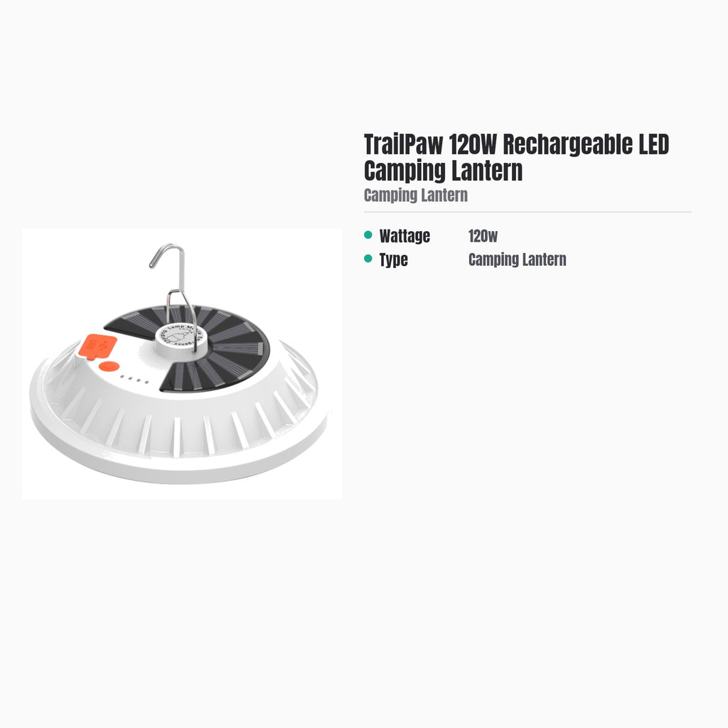 TrailPaw Solar Rechargeable LED Camping Lantern