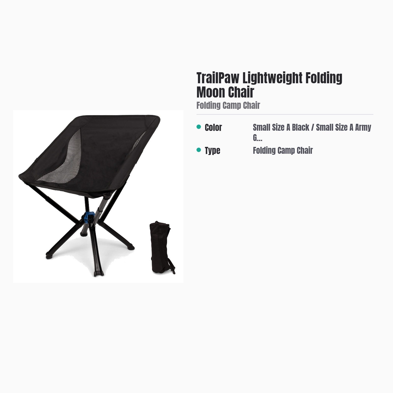 TrailPaw Lightweight Folding Moon Chair — specs