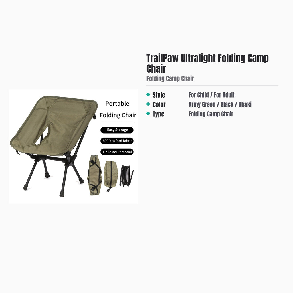 TrailPaw Ultralight Folding Camp Chair — specs