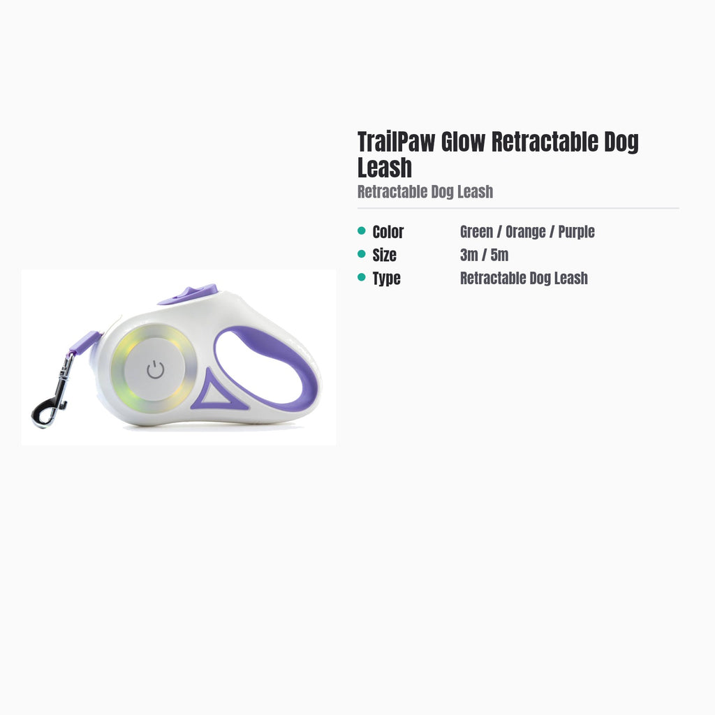 TrailPaw Glow Retractable Dog Leash — specs