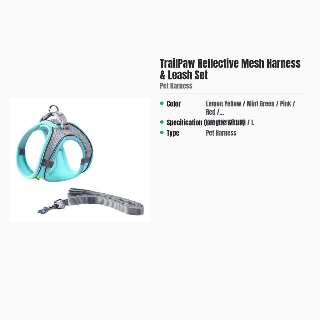 TrailPaw Reflective Mesh Harness & Leash Set — specs